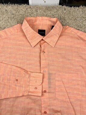 Zanzara Men's Size XL Button up Shirt Orange Striped Long Sleeve Dress Shirt